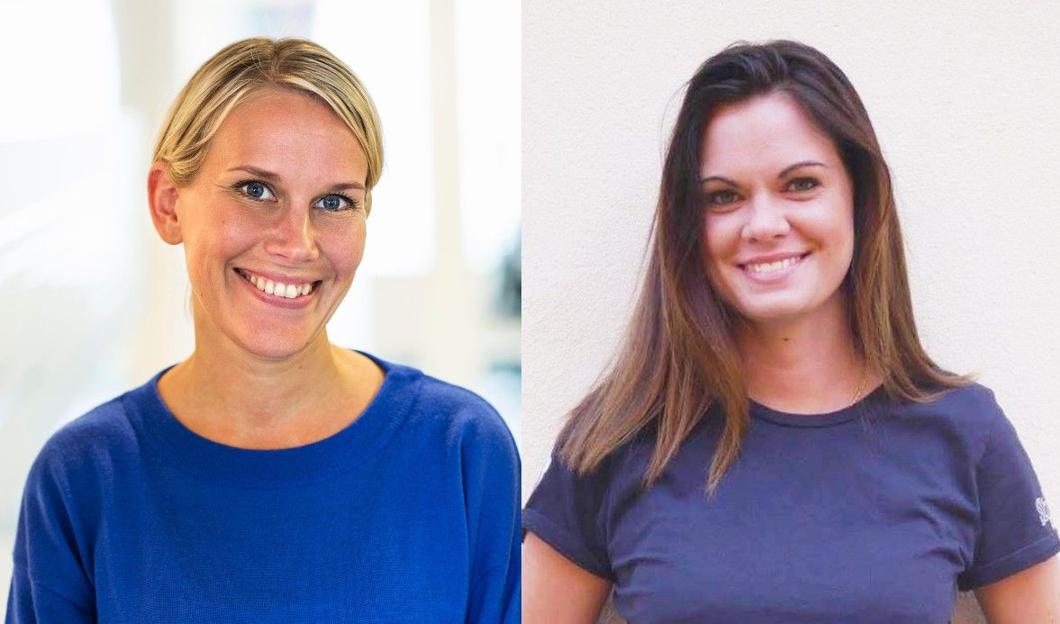 Två personer fotograferade separat; en med en blå tröja mot en ljus bakgrund och en annan med en mörkblå tröja mot en vit bakgrund