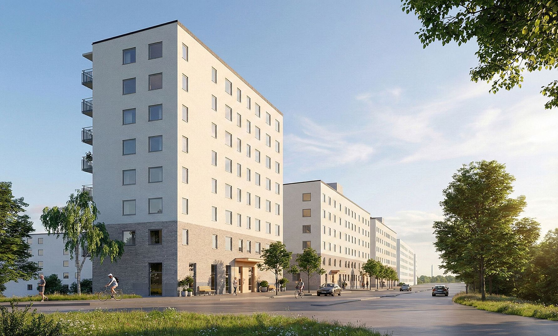 Inflyttningsklar lägenhet i flerbostadshus med grönskande omgivning