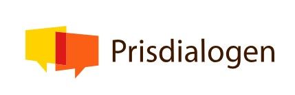 Logotyp för Prisdialogen med två färgade pratbubblor, en gul och en orange, bredvid texten "Prisdialogen