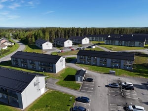 Drönarbild över området Kv. Åkerbäret