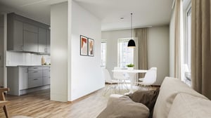 Vardagsrum och kök Brf Mårbacka