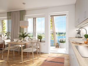 Kök med utgång till balkong