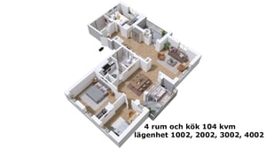4 rok 104 kvm med dubbla inglasade balkonger 