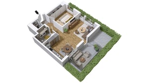 1001 – 2 rok 65 kvm med inglasad uteplats åt öser (mot parkeringen)