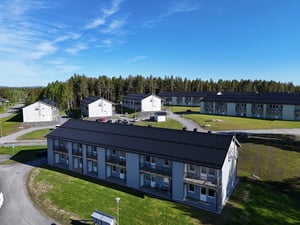 Drönarbild över området Kv. Åkerbäret