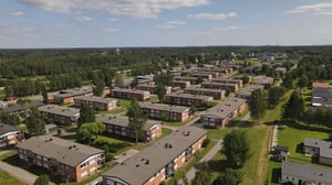 Vy över område med  hyreslägenheter i Gammelstad 