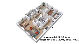 4 rok 98 kvm med inglasad balkong