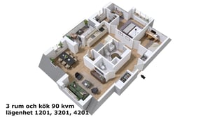 3 rok 90 kvm med inglasad balkong