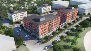 Kv. Handbollen, Ängelholm, drönarvy