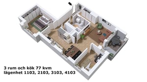 3 rok 77 kvm med inglasad balkong
