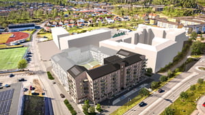 Brf Kombarris huset flygvy