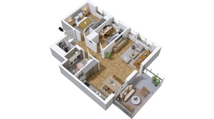 Rymlig trerummare på 74 kvm  med balkong åt öster med vy mot parkeringen  