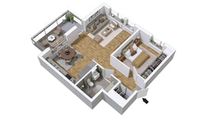 Rymlig tvårummare på 66 kvm med en balkong i västerläge