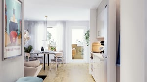 Kök och matplats i ljusa färger