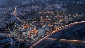 Flygvy över Backaplan