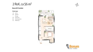Bonum Brf Framtiden 2 rum och kök 56 kvm