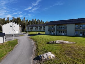 Drönarbild över området Kv. Åkerbäret