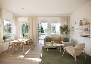 Fyra rum och kök 97 kvm med uteplats