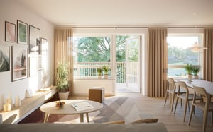 Tre rum och kök vardagsrum 77 kvm