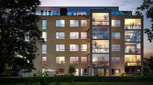 Bonum Brf Harmoni innergården på kvällen