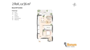 Bonum Brf Framtiden 2 rum och kök 56 kvm