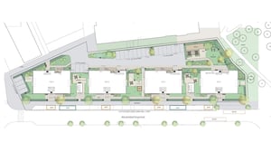 Illustration av innergården Bonum Brf Realen