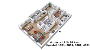 4 rok 98 kvm med inglasad balkong