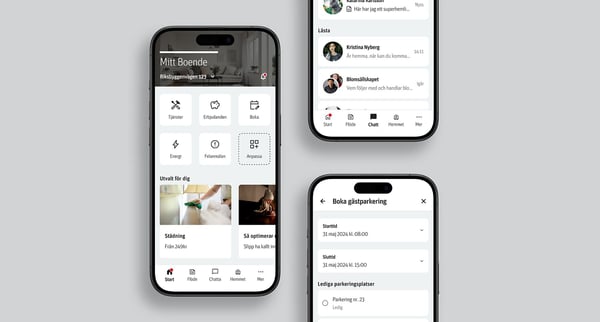 Skärmar med appen Mitt Boende