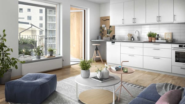 Vardagsrum och kök i Brf Guldpennan i Uddevalla