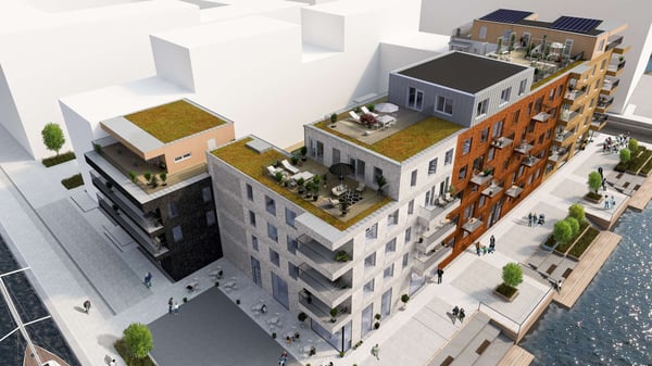 Visualisering av huset Brf Oceankajen