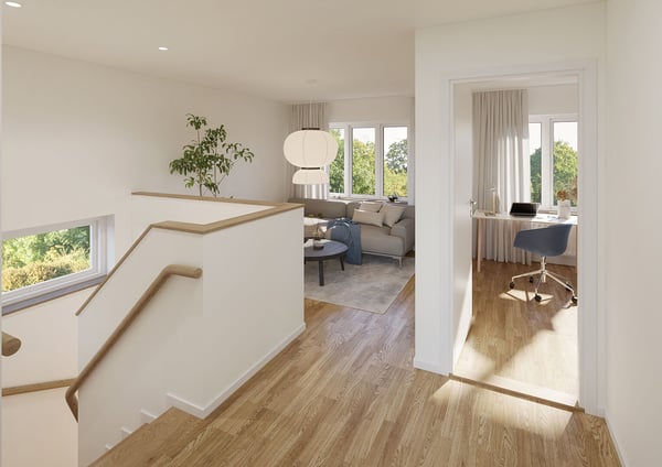 Tvåplans radhus med uteplats