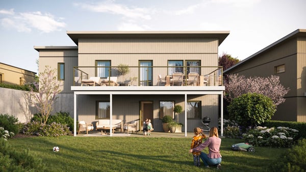 Fristående hus med både altan och balkong