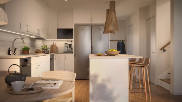 Radhus med uteplats i söder