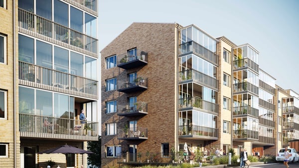 Bostadshuset sett från gatan