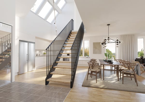 Stor etagevåning högst upp i huset