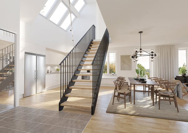 Stor etagevåning högst upp i huset