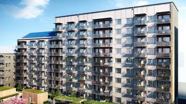 Flerbostadshus med balkonger