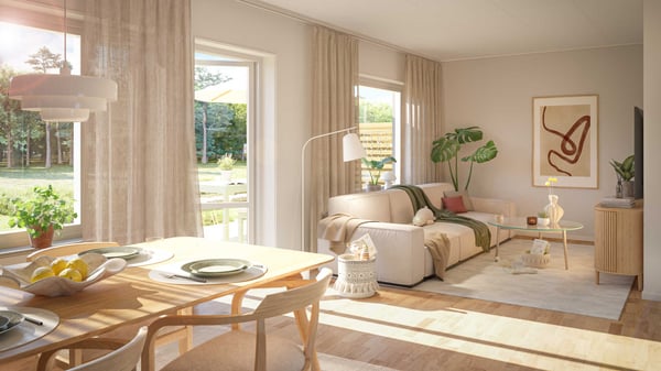 Radhus med rymligt vardagsrum