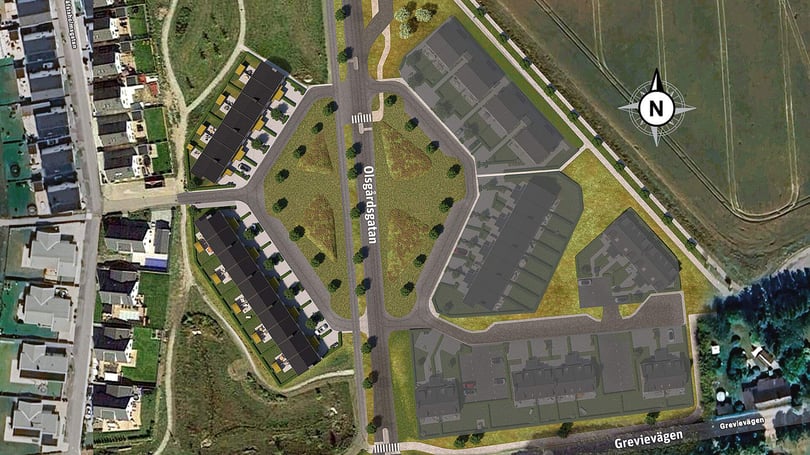 Vy från ovan på Äppellunden etapp 3