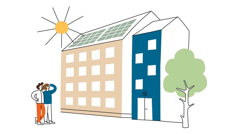 Illustration hus med solceller