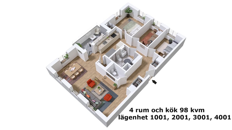 4 rok 98 kvm med inglasad balkong