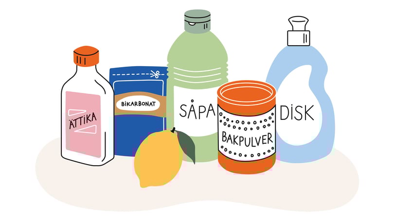 Illustration städprodukter