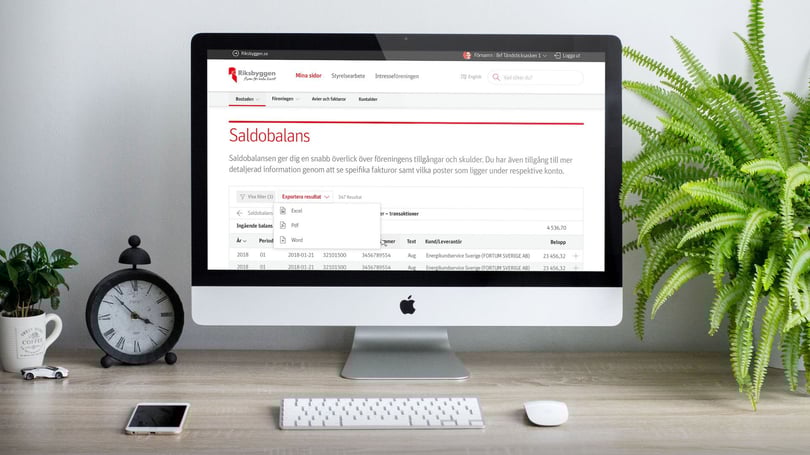 Dator som visar saldobalans