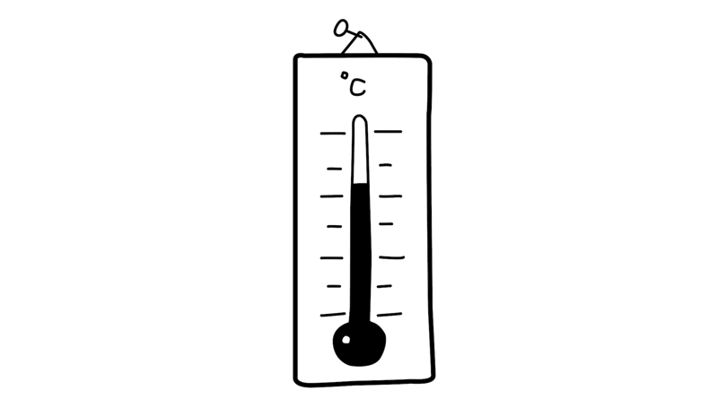 Illustration av en termometer som visar temperatur i grader Celsius