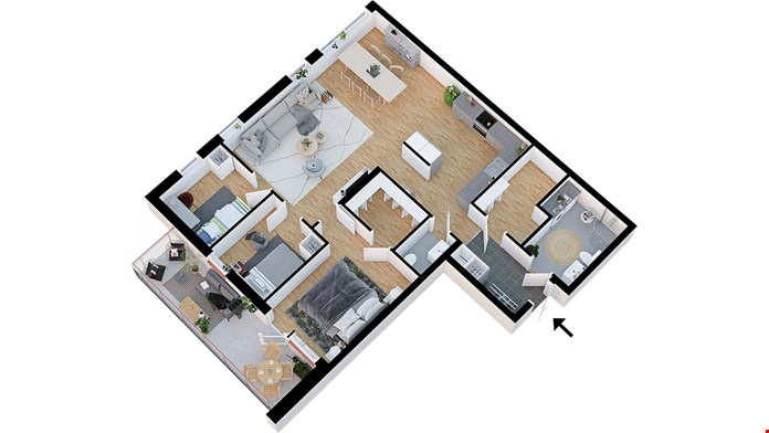 Lägenhet 2304, 4 rum och kök med balkong, ca 101 m²