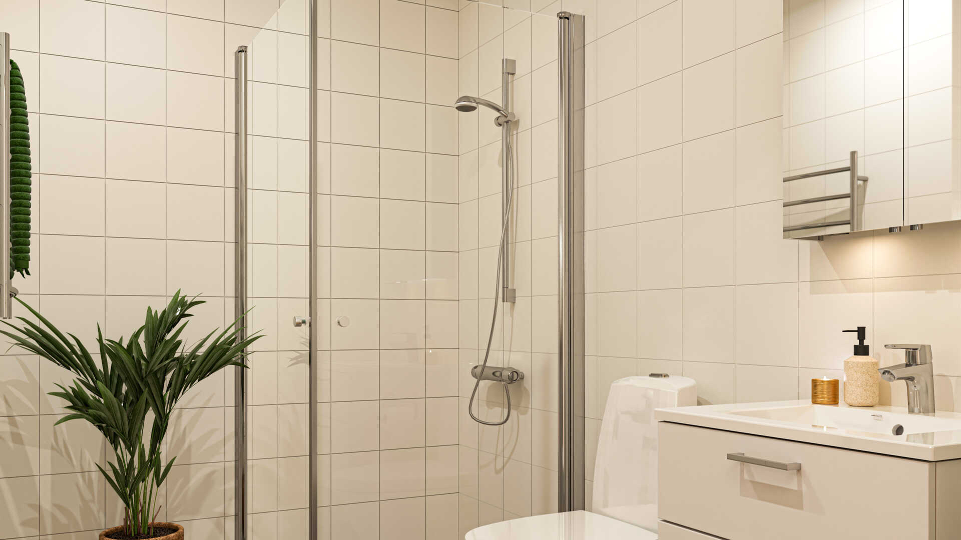 Badrum med duschhörna