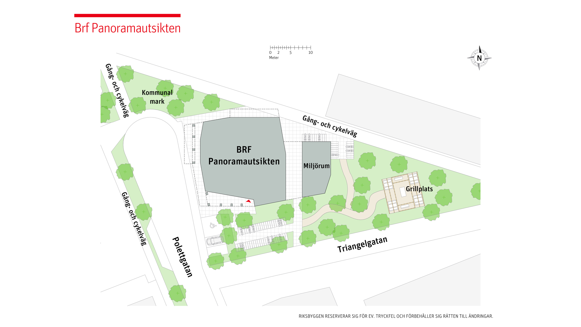 Situationsplan över området kring Brf Panoramautsikten