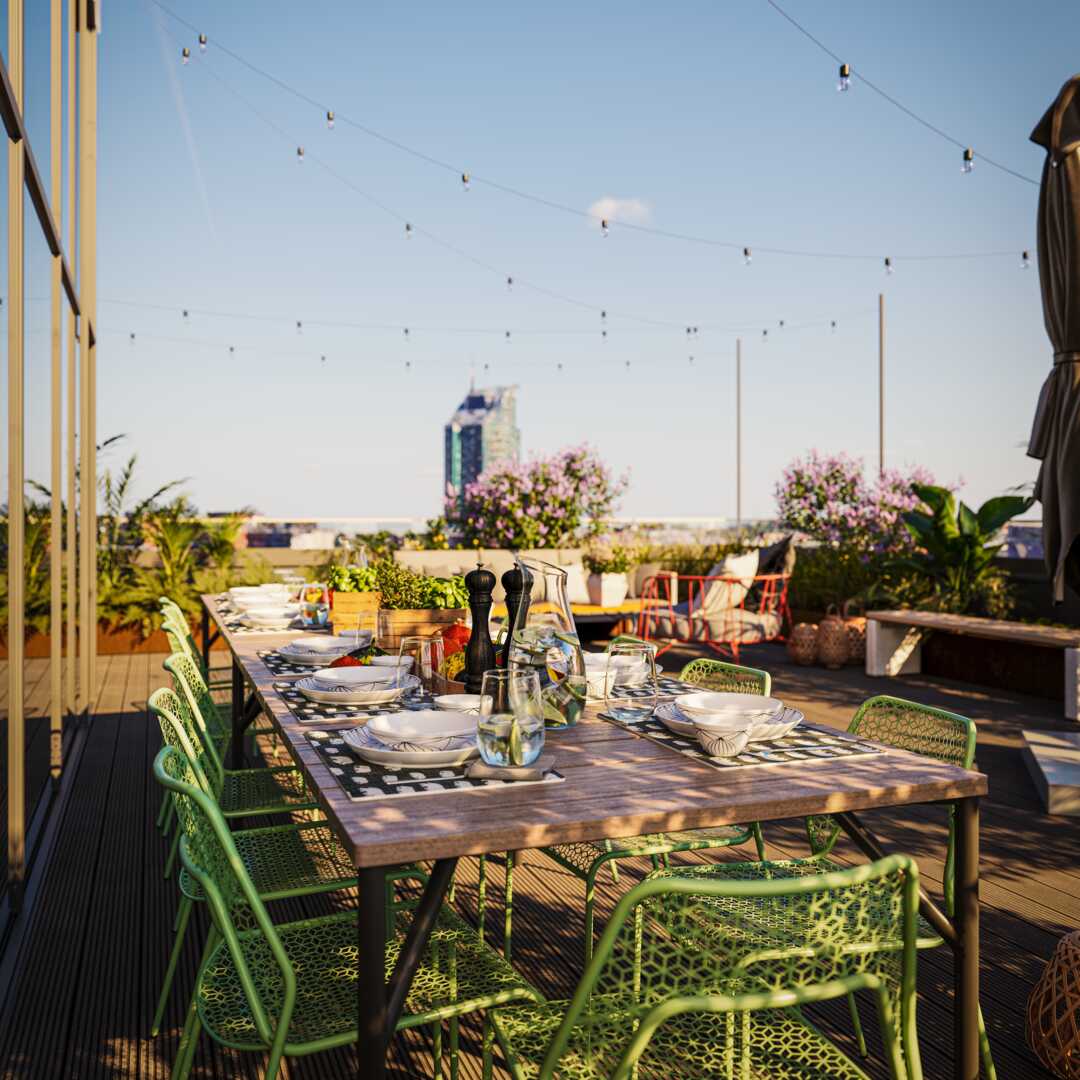 Dukat bord på takterrassen i Kopparvalvet