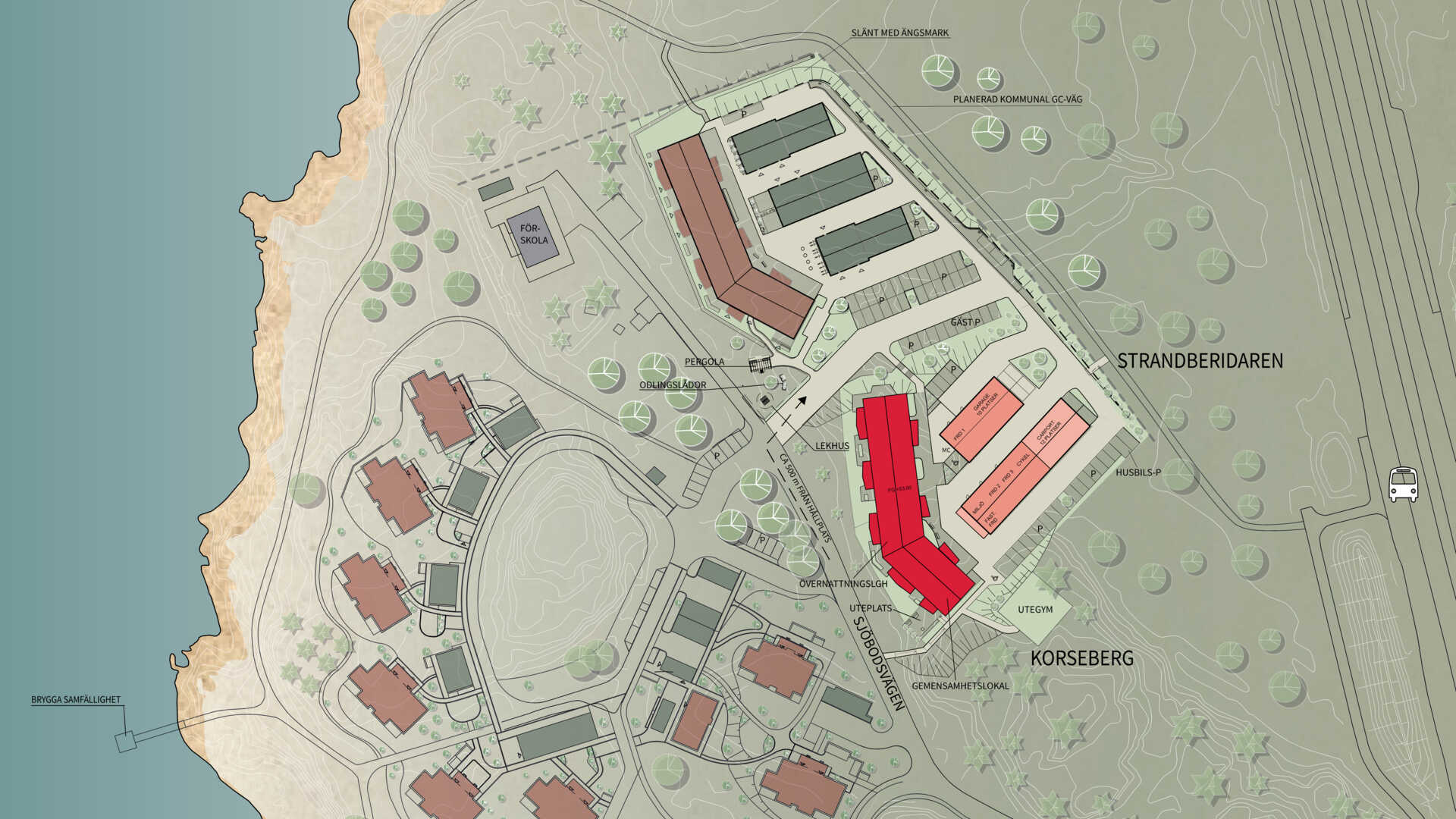 Situationsplan över Brf Korseberg Vik