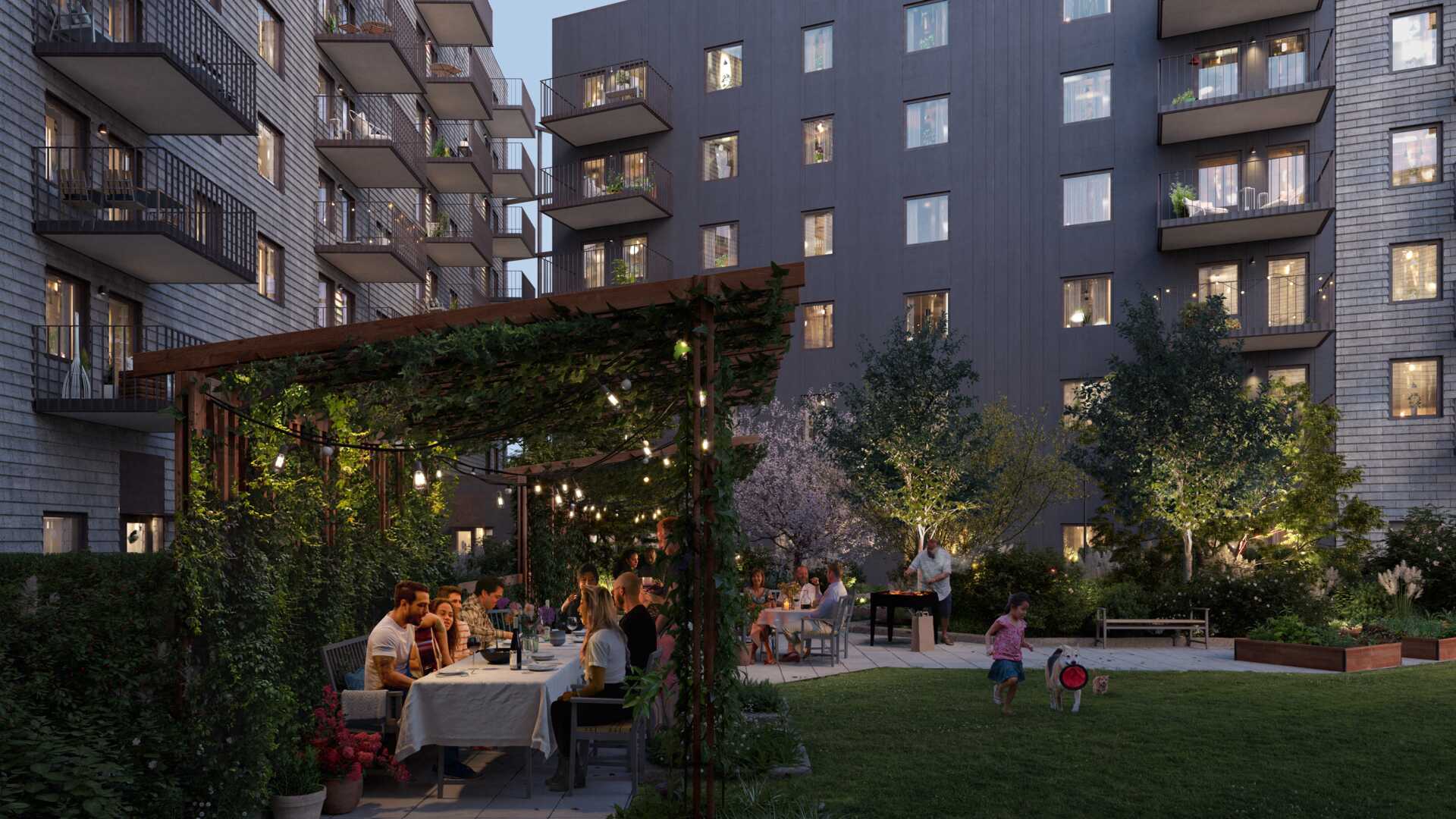 Pergola på innergård